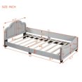 thumbnail image 2 of Twin Size Upholstered Daybed, Velvet Platform Bed Frame with Cloud Shaped Headboard and Copper Nail Design, Twin Sofa Bed for Boys Girls Teens Bedroom, Wooden Slats Support, Gray, 2 of 8