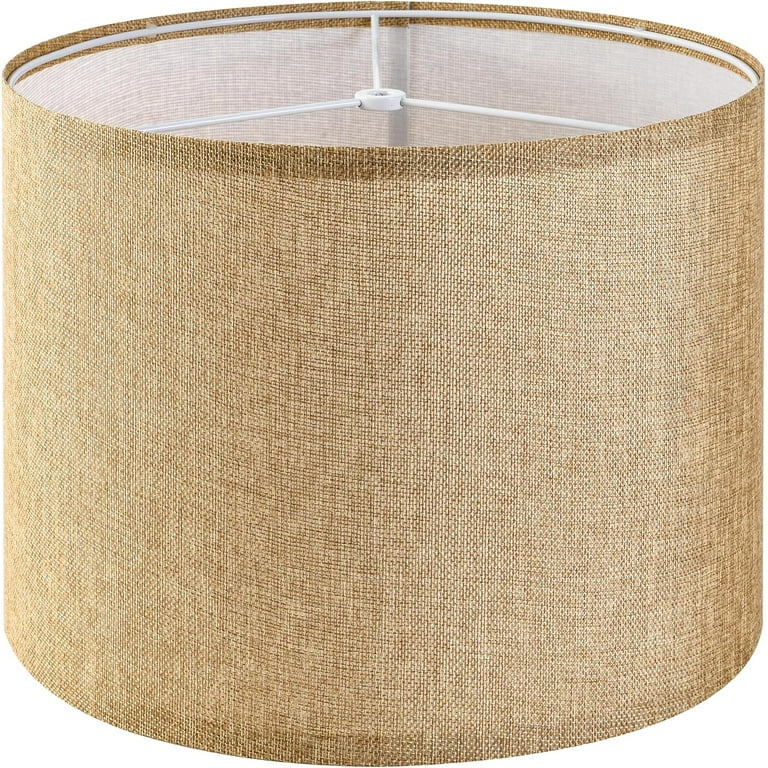 Set of Pure White Linen Drum Lamp Shade 13