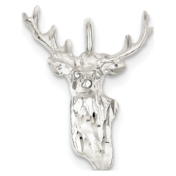 Jewelry by Sweet Pea 925 Sterling Silver Deer Head (22x29mm) Pendant