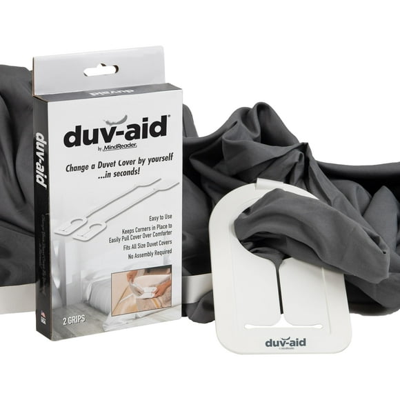 Mind Reader duvaid Duvet Cover Changer Set – Easily Change Your Duvet Cover by Yourself. Prevents Slipping. 2 Grips per Pack, White