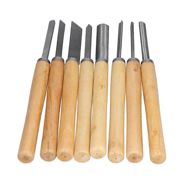 8Pcs Wood Turning Chisels HHS Groove Parting Tools Set Woodworking Carving Gouge Accessories