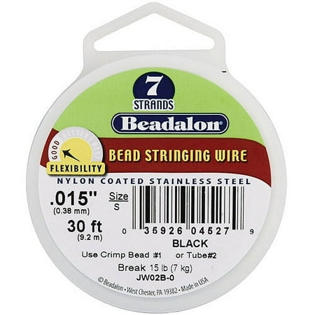 Beadalon 7 Strand Bead Stringing Wire, Standard Colors, Black .38mm