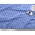 thumbnail image 2 of Soimoi Blue Cotton Poplin Fabric Floral Alphabet Text Print Fabric by the Yard 58 Inch Wide, 2 of 3
