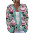 thumbnail image 2 of DDAPJ pyju Christmas Cardigan Sweaters for Women Trendy Casual Open Front Button Down Ugly Christmas Sweater Funny Xmas Knitted Coat Multicolor M, 2 of 3