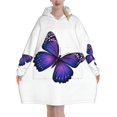 thumbnail image 1 of Oversized Blanket Hoodie, Butterfly Print Comfortable Flannel Super Soft Warm Blankets Hooded Sweatshirt For Unisex Adult Women Men, With Pocket Loose, 1 of 8