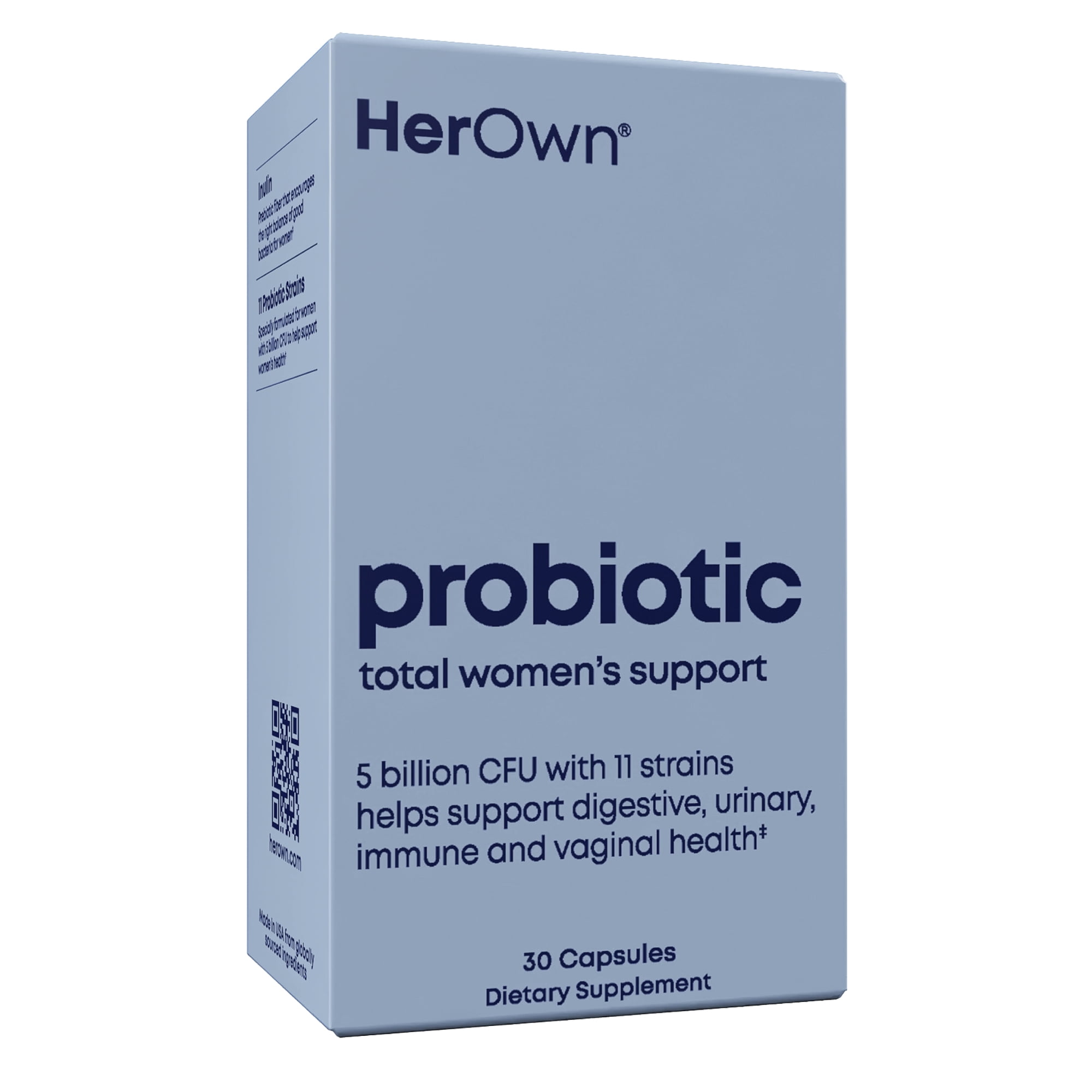 Her Own Probiotic Capsules, 11 Prebiotic Strains, Inulin Prebiotic Fiber, Digestive Health, Beautiful Skin, Immune Support, 30 Capsules