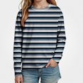 thumbnail image 2 of WAVSUF Kids Girls Tee, Long Sleeve Stripe Print Round Neck Fall Winter Daily T-Shirt Blue 5, 2 of 9