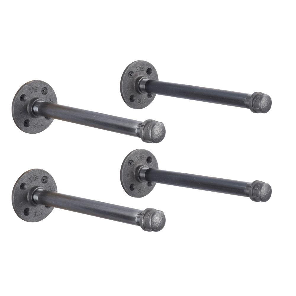 Pipe-Decor.com Industrial Shelf Brackets Set of four Industrial Steel Grey Iron Fittings Flanges and Pipes Vintage Hanging Wall Mounted Shelving - image 1 of 8
