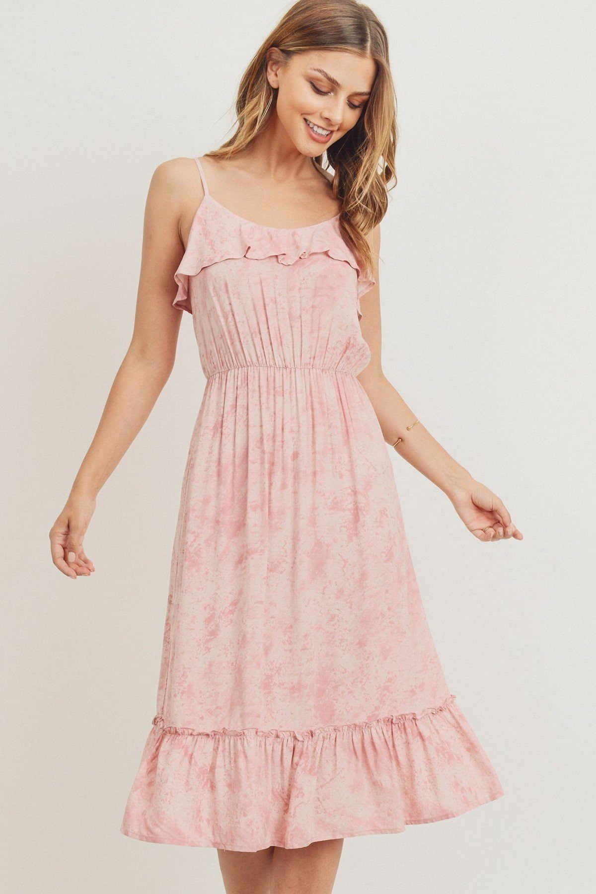 dusty pink ruffle dress