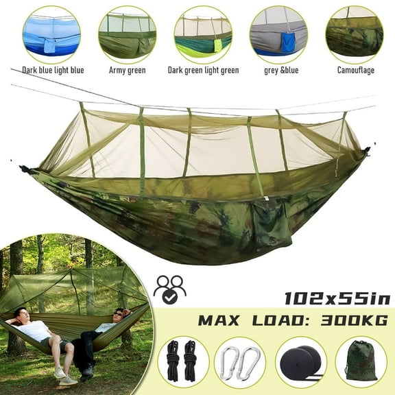Camping Hammock with Mosquito Net, Double/Single Portable Hammock for Outdoor, Backpacking, Travel, Camping, Hiking