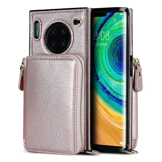 Funda tipo cartera para Huawei Mate 30 Pro con tarjetero y correa para el hombro para mujer