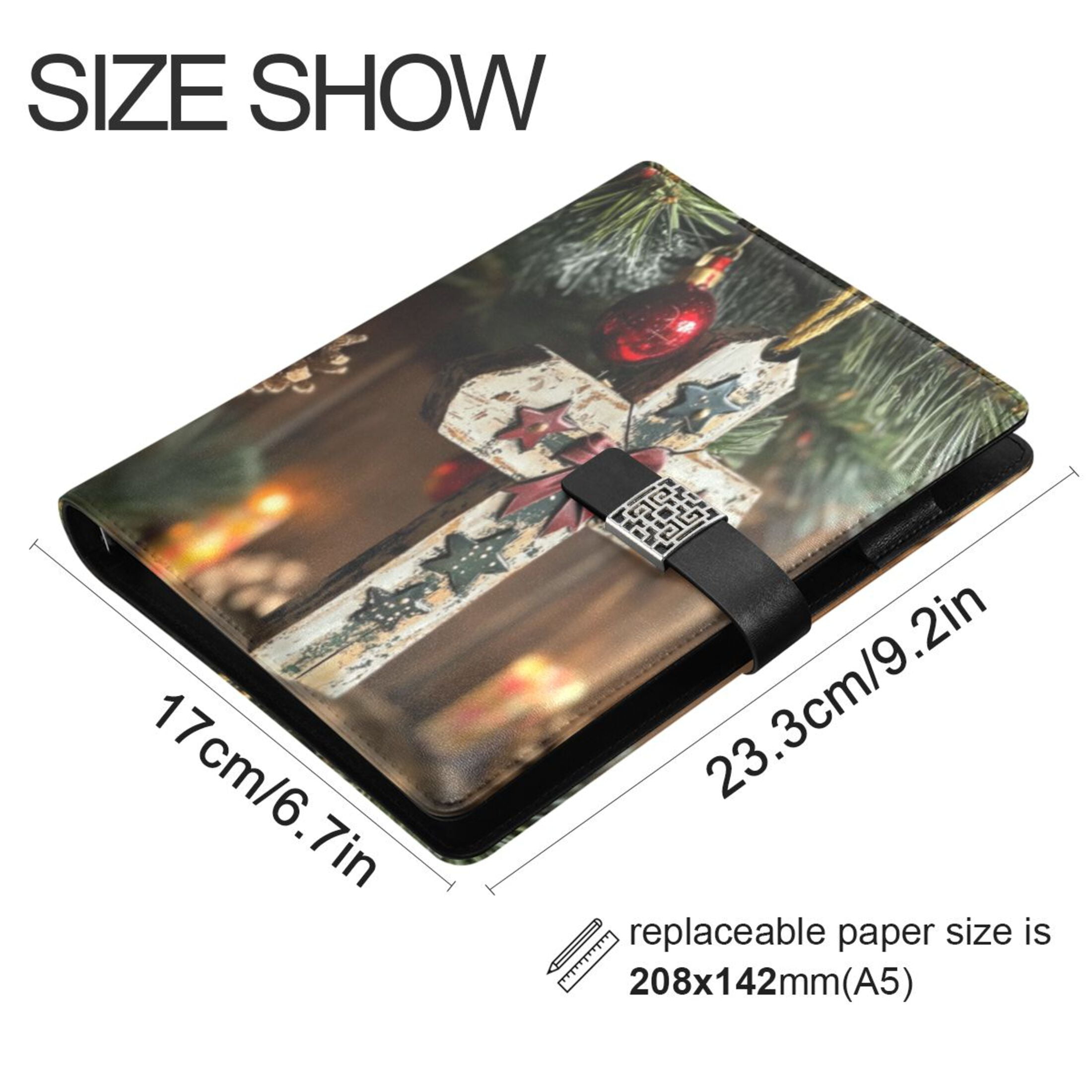Leather Planner Leather Notebook Notebook Journal Binder Design Pen Pocket Design Convenient for Storage Christmas Cross
