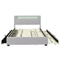 thumbnail image 5 of Upholstered Platform Bed with LED Light, Full Size Bed Frame with Twin XL Size Trundle and 2 Drawers for Boys Girls Adults Bedroom, No Box Spring Needed, Gray, 5 of 7