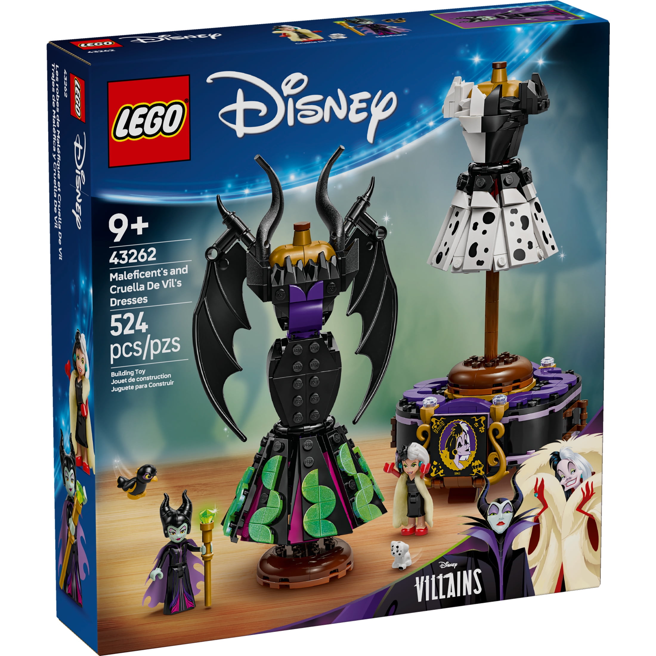LEGO Disney Villains Maleficent’s and Cruella De Vil’s Dresses Kids Toy - Fashion Building Toy for Girls and Boys, Ages 9+ - Kids Toy for Disney Fans - Gift Idea for Birthdays & Holidays - 43262