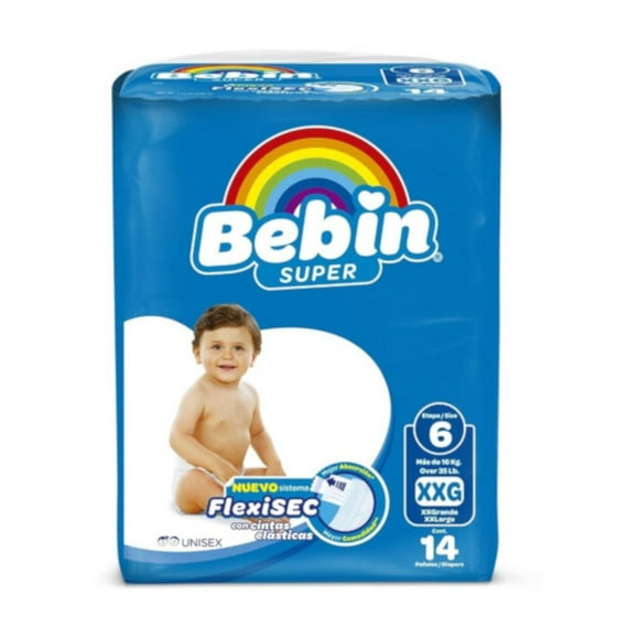Pack de 6 Pañal Bebín Super XXG 14 piezas