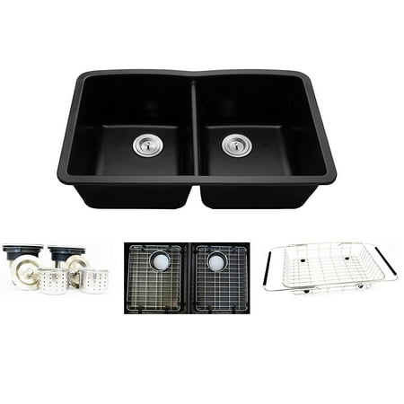 31 Granite Composite Kitchen Sink Undermount Farmhouse 50 50 Double Bowl Sinks 31 X 19 X 9 Inch Free Adjustable