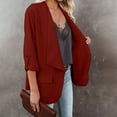 thumbnail image 3 of Womens Casual Blazer Jackets Roll Up Long Sleeve Open Front Work Office Business Blazers with Pocket, 3 of 5