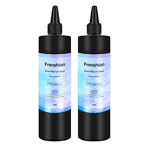 2PCS 500g UV Resin-Upgrade I Minute Quick Cure! Hard Type Crystal Clear Epoxy Resin, UV Glue Ultraviolet Curing, Solar Cure Sunlight Activated Resin Clear Adhesive Glue For Jewelry Making