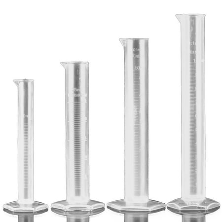 

Dasbsug Ruseable Test Tubes Clear Graduated Measuring Cylinder Plastic Octagonal Base Use for Household Science Classroom 4 PCS