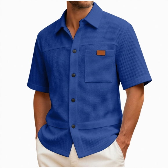 Ymyiu Mens Hawaiian Shirt Men's Hawaiian Shirt Short Sleeve Floral Button Down Shirts Tropical Holiday Beach Shirts Size 3XL(Blue, 3XL)