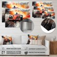 thumbnail image 4 of Designart "Speedy Formula One Car on Speedway II" Architecture Wall Art - Modern Red Race Tracks Living Room Canvas Art, 4 of 6