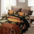 thumbnail image 2 of 3 Piece Black Boho Floral Full/Queen Quilt Sets Reversible Farmhouse Botanical Lightweight Bedspread Coverlet with 2 Shams Mid Century Microfiber Bedding Quilts Set for All Season, 90''x96'', 2 of 14