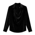 thumbnail image 6 of JSKUMAR Women's Velvet Cowl Neck Tops Casual Long Sleeve Dressy Shirts Vintage Elegant Tunic Blouses Holiday Party Outfit (Black,XL), 6 of 7