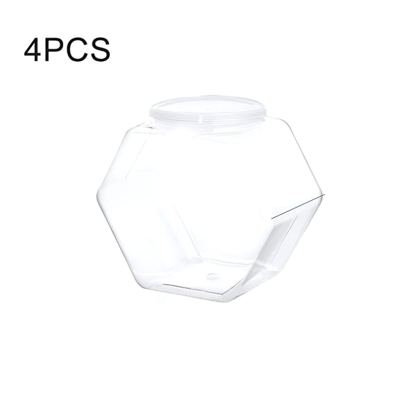 ACDANC Plastic Hexagon Candy Jars 4Pcs Plastic Cookie Jars with Lids Wide Mouth Food Storage Container Reusable Food Container