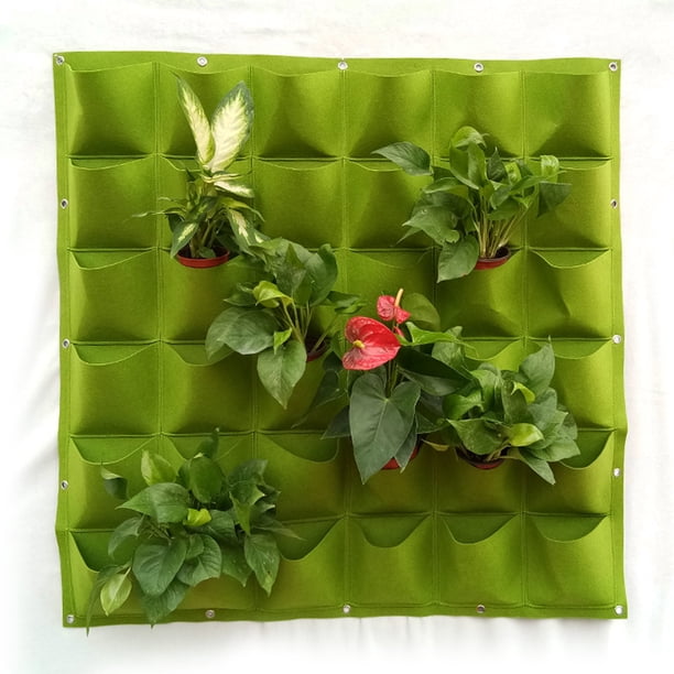Macetero vertical colgante de pared para exteriores con 36 bolsillos de fieltro para guardar plantas, flores y hierbas vivas o artificiales, excelente decoración