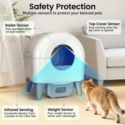 Cumrige Self-Cleaning Cat Litter Box, App Controlled, with Safety Sensor, Removable and Washable Liner