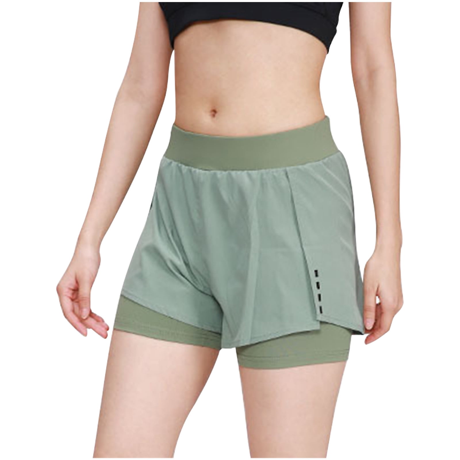 Women Yoga Running Shorts 2 in 1 