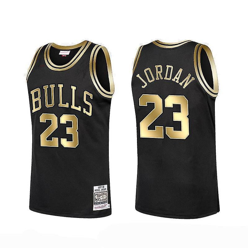 Nba Chicago Bulls Michael Jordan No.23 black Gold Basketball Jersey jordan adult Size Walmart