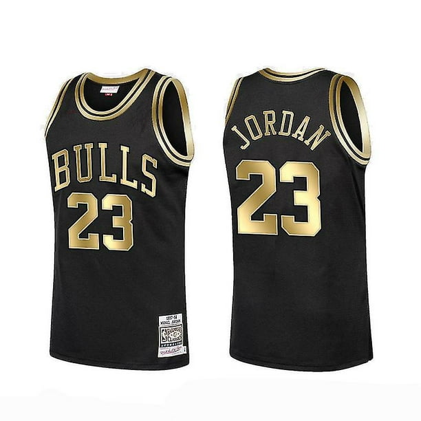 Subolong Chicago Bulls Michael Jordan No.23-Black Gold Basketball Jersey,jordan(Adult Size)