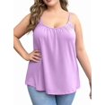 thumbnail image 3 of Plus Size Tank Tops for Women Loose Spaghetti Strap Tunic Blouses Violet 4XL, 3 of 7