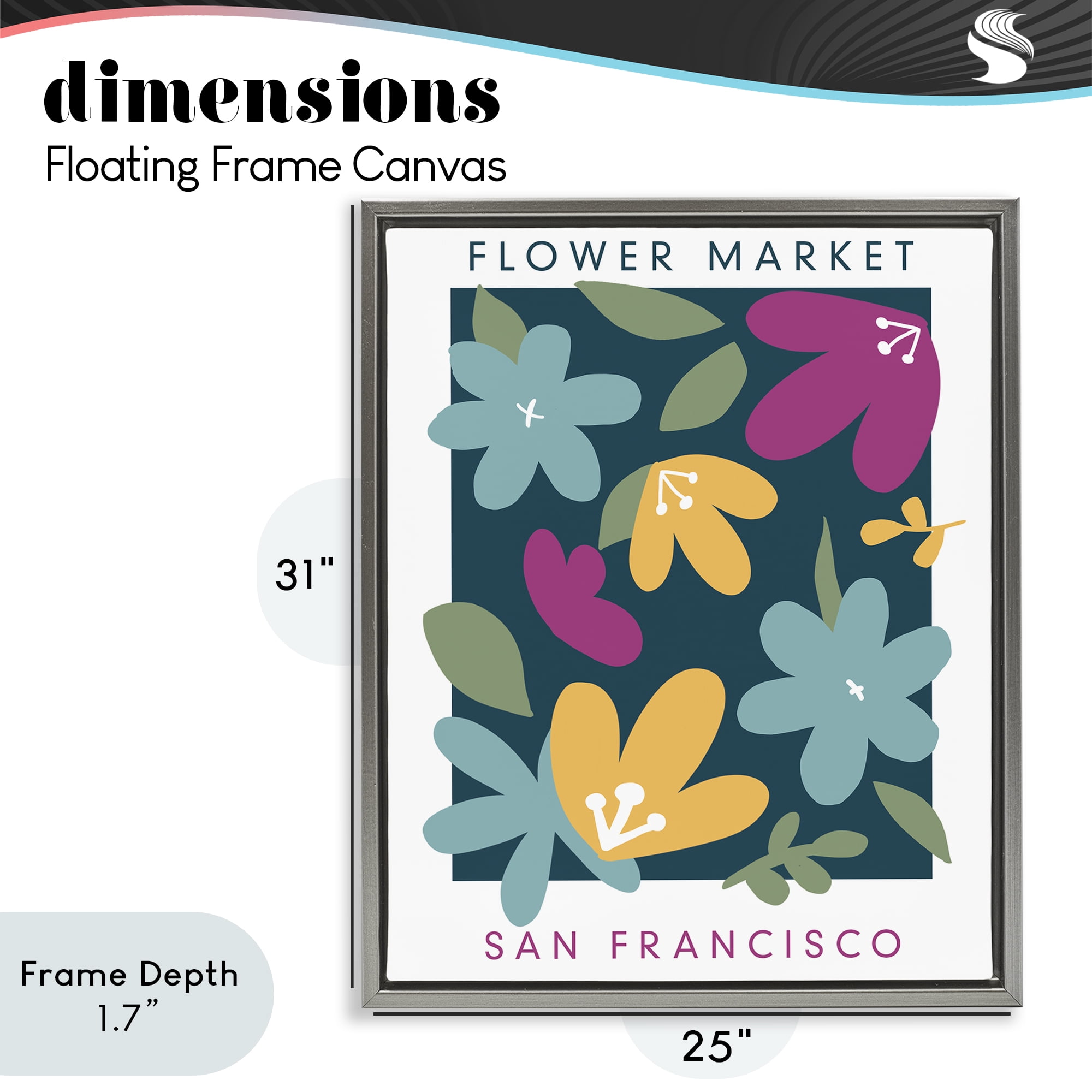 Stupell Industries Whimsical Flower Market Gray Framed Floater Canvas Wall Art, design by Anna Quach