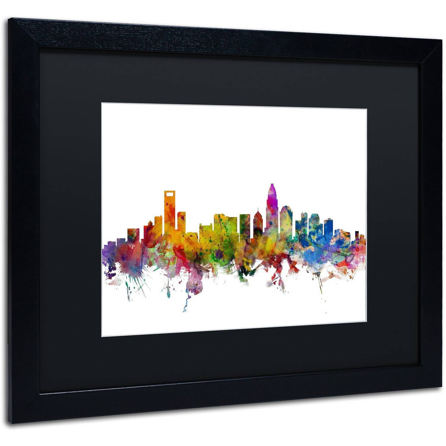Trademark Fine Art ''Charlotte North Carolina Skyline'' by Michael Tompsett 16' x 20 Black Frame (MT