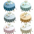 thumbnail image 5 of FNNMNNR Table Cloth Home Hotel Dining Decor Picnic Oil-proof Waterproof Tables Cover Cotton Linen Round Shape Tablecloths Supplies Blue, 5 of 9