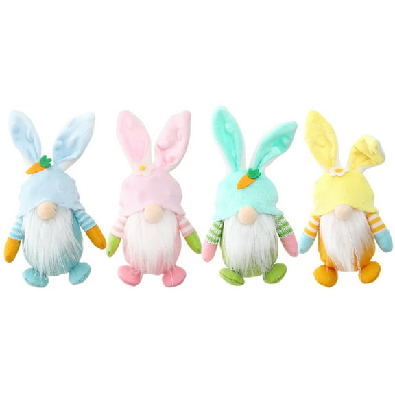 TETOU Easter Gnomes Plush 4pcs Bunny Swedish Tomte Elf Stuffed Doll Rabbit Kids Gift Home Ornament