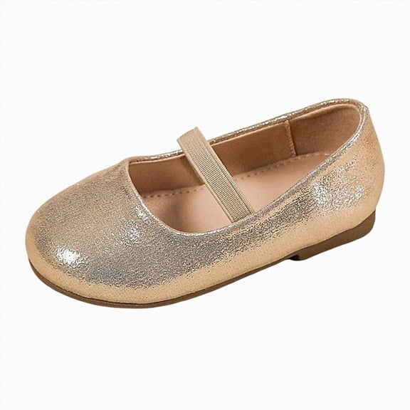 KPOPLK Toddler Girls Dress Shoes Little Girls Mary Jane Flower Soft Sole Princess Shoes for Little Kids Size 8.5,Gold