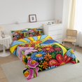 thumbnail image 2 of Kawaii Mushroom Comforter Set King Boho Sun Bedding Set Hippie Groovy Floral Bedding Comforters & Sets 60s 70s Retro Vintage Theme Duvet Insert Chic Daisy Flower Quilt Set Geometric Striped Decor, 2 of 6