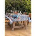 thumbnail image 3 of Outdoor Tablecloth with Umbrella Hole for Patio/Picnic/Party/Camping, Independence Day Waterproof Table Cloth Rectangle Table Cover Washable, Blue Truck USA Flag Floral Wooden (60"x 84"), 3 of 8
