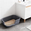 thumbnail image 4 of Low Entry Litter Box for Senior Cats & Kittens - High Sided, Anti-Splash Corner Tray for Small/Medium Pets, Easy Clean Open Top Design, Grey(DSF), 4 of 6