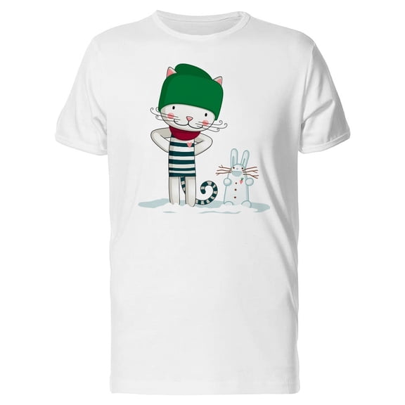 Cat With Snow Bunny Tee Men's -Image by Shutterstock