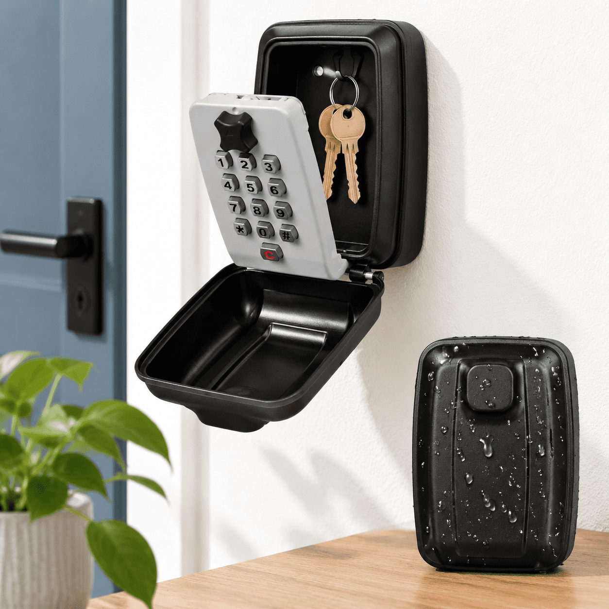Key Lock Box A-Grey 5.47 x 3.98 x 3.03 Inch Sturdy Waterproof Wall Mount Security Lockbox