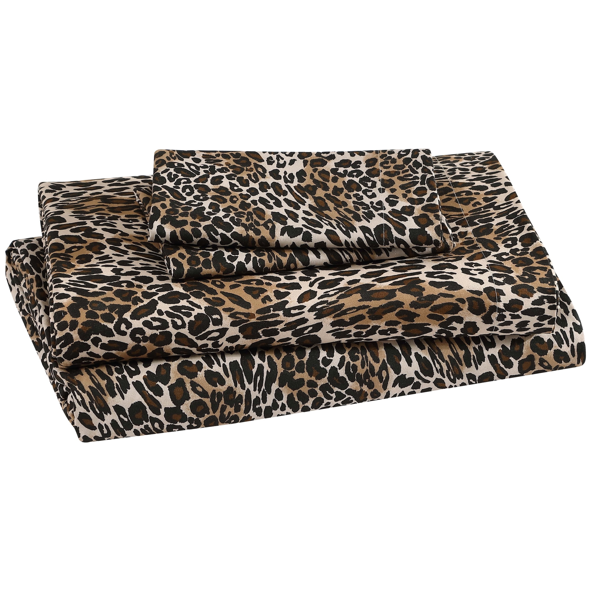 Beatrice Home Fashions, Whimsical Zara Leopard Print 4PC Sheet Set, Queen