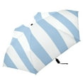 thumbnail image 2 of Light Blue-white Stripes All Weather Umbrella Triple Folding Parasol 6 Ribs UV Protection Portable, 2 of 8