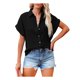 thumbnail image 1 of VISgogo Mujer Camisa Suelta, Manga Corta Solapa Cuello Botones Blusa Calle Casual Fiesta Color Sólido Tops VISgogo moda, 1 of 4