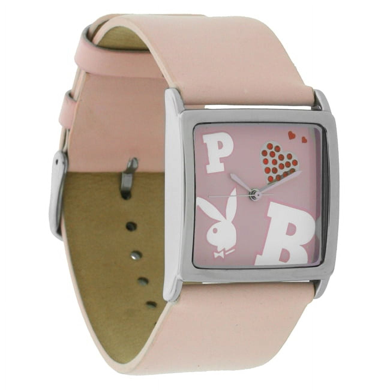 Playboy Watch Bunny Logo Red Heart Swarovski Crystals Pink  display picture 3