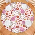 thumbnail image 2 of Pink Baseball Fun Pattern Round Fitted Tablecloth with Elastic Edge,Dining Table Cover Waterproof,Outdoor Round Tablecloth for Camping,Dining,Indoor and Outdoor, 2 of 7