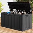 thumbnail image 1 of DEXTRUS 100 Gallon Outdoor Resin Deck Box, Weatherproof & Lockable Patio Furniture Storage, Black, 1 of 10